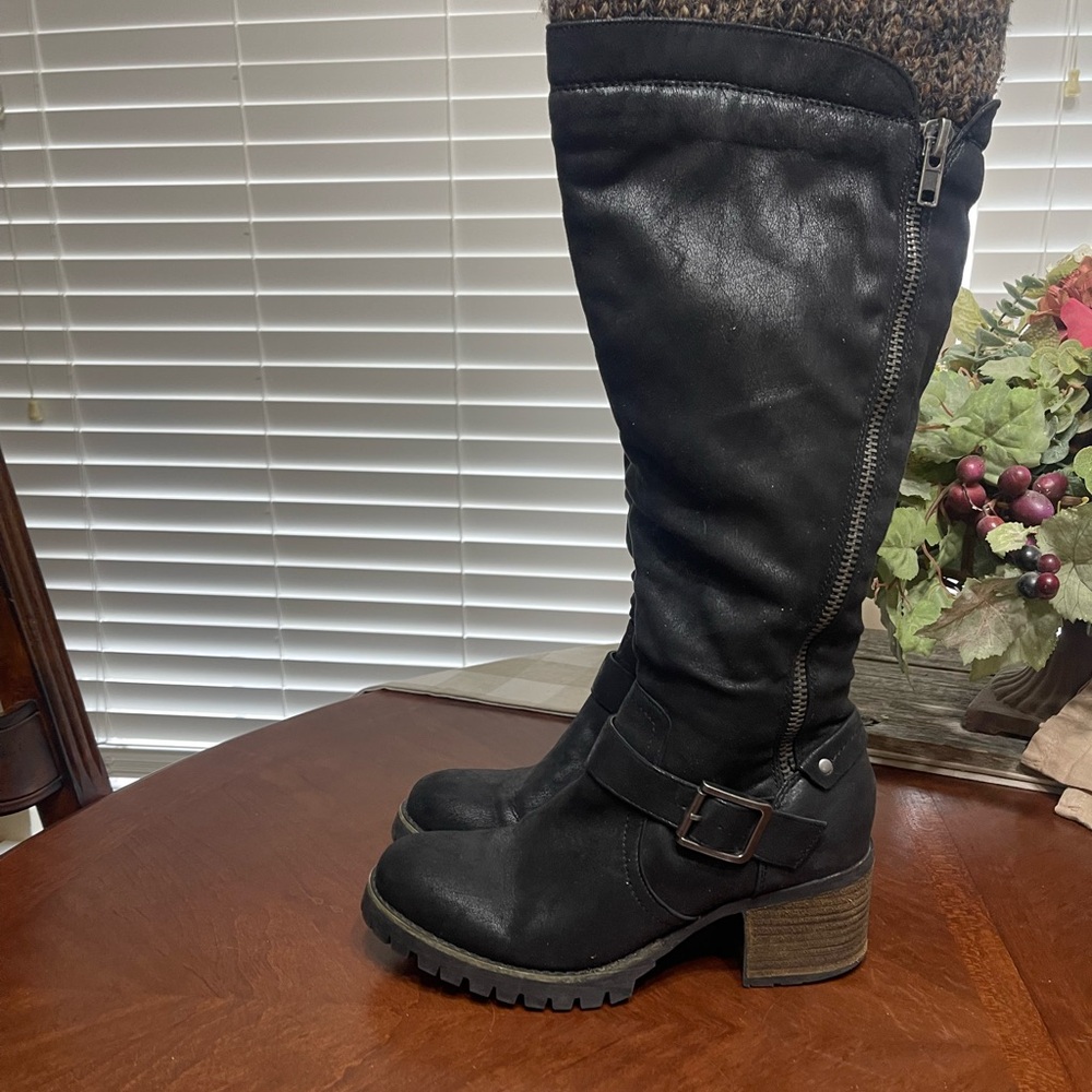 Crown Vintage Chelie Knee High
Block Heel Boots Moto vegan - Picture 2 of 11